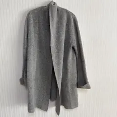 ２３区グレー ニット オープンフロントカーディガン