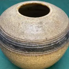【美品】壺 花瓶 ベージュ　茶色　グレー　和風　インテリア　コレクション　陶芸