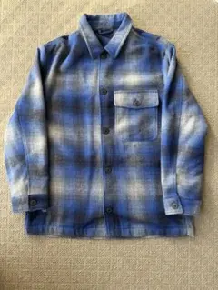 ブルー系 チェック柄 ネルシャツ 厚手