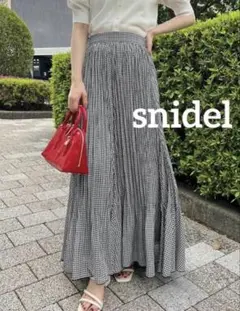 SNIDEL プリーツフレアロングスカート ブラック 黒 スナイデル チェックのサムネイル