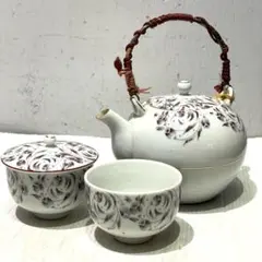 茶器セット 急須 湯呑2客 花唐草 蔦模様 和食器 煎茶道具 茶道具