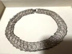 レース風 チョーカー 40cm シルバー アンティーク調 透かしデザイン