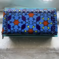 新品　tsumori chisato レザー長財布 星柄 ブルー　日本製のサムネイル