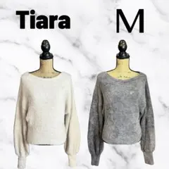 2着セット売り美品✨【Tiara】シャギーニット　ワンポイント刺繍　ふわふわ　Mのサムネイル