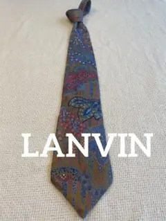LANVIN シルク ペイズリー柄 ネクタイ ブラウン系　フランス製