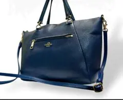 ク*ん様 美品 COACH 2way ハンドバッグ ショルダーバッグダークブルー