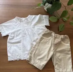 2点セット★レーストップス　コットン100% 女の子 ブラウス 100 パンツのサムネイル