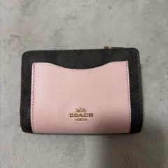 COACH 二つ折り財布 ブラウン ピンクのサムネイル