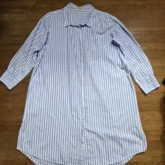 サマンサモスモスSM2 　ストライプ柄 長袖ロングシャツワンピース　フリーサイズ