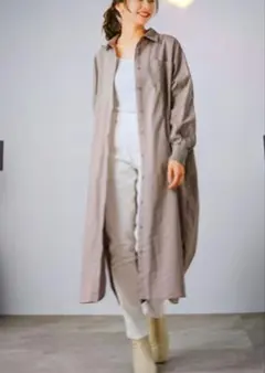 ✨美品　ガレナ　GALENA シャツワンピース 羽織 ベージュ　M〜Ｌ