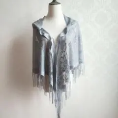 1112 フラメンコ　シージョ　ベリーダンス　ヒップスカーフ　グレー　レース