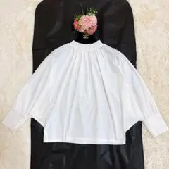 美品☆ADORE アドーア ドルマンスリーブカットソー 襟元フリル ホワイトのサムネイル
