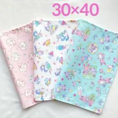 ゆめかわ30×40ランチョンマット３枚セット♡女の子♡水色ピンク白♡給食お弁当
