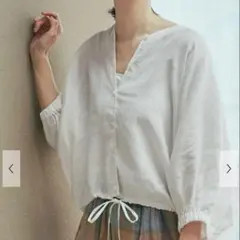 新品◇DOORS◇リネンハシゴレースブラウス《GREIGE》◇アーバン 