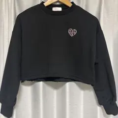 CHOA CHOA ロゴプリント ショート丈 裏起毛 トップス 黒150