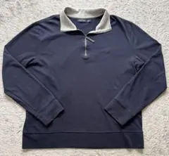 【人気】NAUTICA ノーティカ ハーフジップ スウェット L 濃紺 刺繍ロゴ