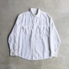 90s MERONA リネン長袖シャツ L 白ホワイト 高級リネン ヴィンテージのサムネイル