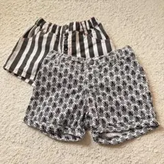 キッズ ショートパンツ 子供服110㎝　短パン　ボーダー　パイナップル　白黒