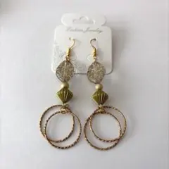 【春期間限定！】 エレガント 華やか 揺れる ロングピアス ゴールド フープ