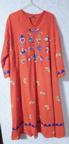 最終値下アミナコレクション ロングワンピース メキシコ スカル サボテン