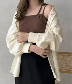 apres jour cleir フクレジャガードバンドカラーシャツ　アイボリーのサムネイル