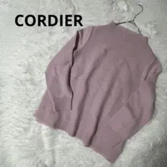 CORDIER コルディア デザイン編み 長袖ニット ラメ ピンク ボトルネック