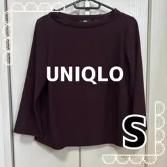 UNIQLO ドレープTブラウス（7分袖）S ワインレッド　231-408914
