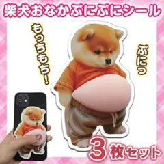 おなか ぷにぷに シール 柴犬 3D 立体 ステッカー 3枚 ぷっくりお腹 いぬ