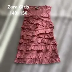 Zara Girls ピンク フリル ノースリーブワンピース 140~150