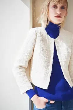 セオリー　ツイードジャケット　白　オフ白２