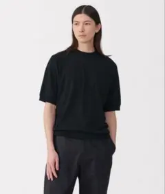 MUJI Labo 和紙混半袖クルーネックセーター 黒 L - メルカリ