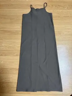 リブ編みブラウンキャミワンピース
