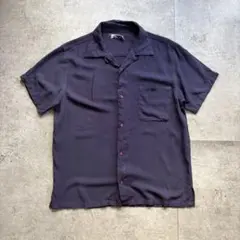 古着　60s レーヨン　シャツ　茄紺　フェード 古着 開襟 シャツ レーヨン 茄紺 フェード 検索 60s - メルカリ