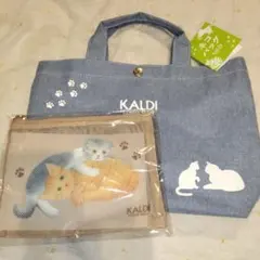 カルディ　ネコバッグ＆メッシュポーチ