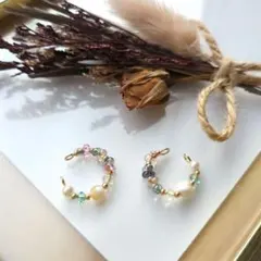 【数量限定】No.294　マザーオブパール　イヤーカフ　ハンドメイド