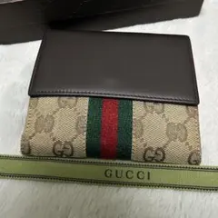 GUCCI グッチ　折り財布　シェリーライン　キャンバス　ブラウン　GG