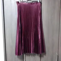 ザラ　プリーツスカート　ワイン　S
