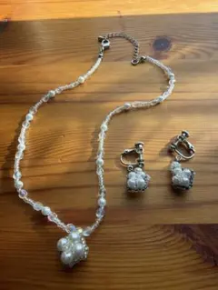 ハンドメイド パールネックレスとイヤリングセット