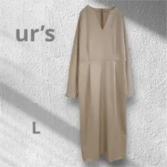 【pa21】新品タグ付ursヘリンボーン Vネック ロングワンピース Lのサムネイル