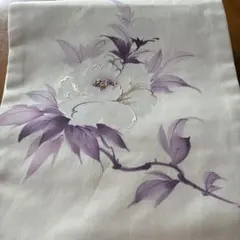 断捨離特価、白地に紫色の花柄 名古屋帯