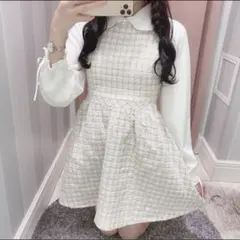 evelyn　ツイード ギャザー ワンピース