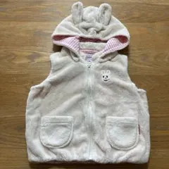 ミキハウス ウサギ耳付きフード 子供用ベストL