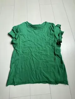 ZARA TRF フリル袖 カットソー グリーン Mのサムネイル