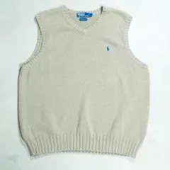90s ' Polo Ralph Lauren ' L ベージュ ニット ベスト