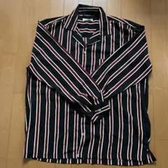 BROWNY ストライプ長袖シャツ 黒 赤 白 Lサイズ