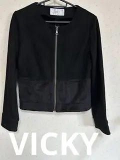 VICKYビッキーノーカラージャケット ブラックサイズ1