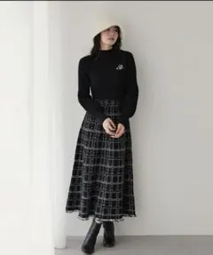 チェック柄 ロングワンピース