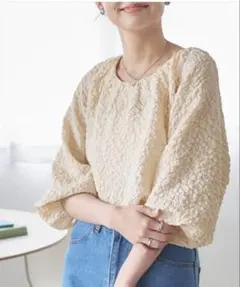 あやっぴー様専用 ジャガードパフスリーブトップス