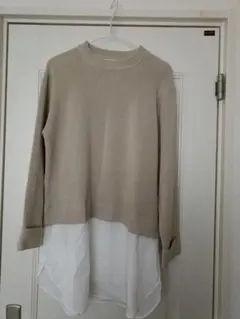 chocol raffine robe ニット切り替え長袖トップス、チュニック