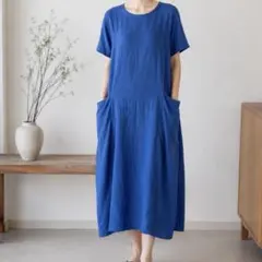 【新品】リネン 麻100% 作家一点ものAライン ロングワンピース 花柄 日本製 新品】リネン 麻100% 作家一点ものAライン ロングワンピース 花柄 日本